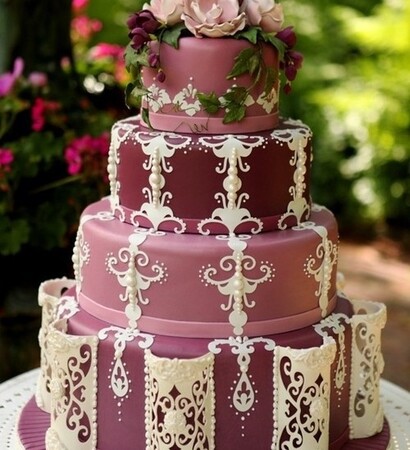 wedding cake, pink and cake