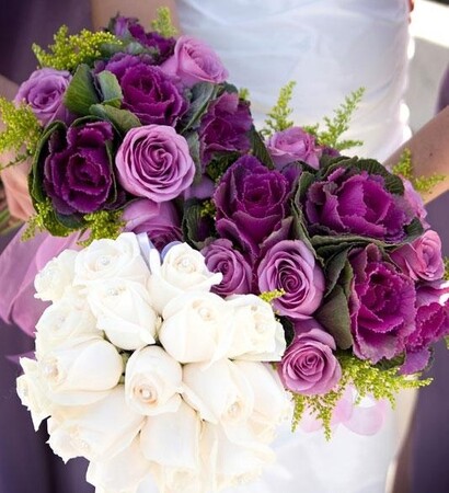 wedding dress, flowers and bouquet