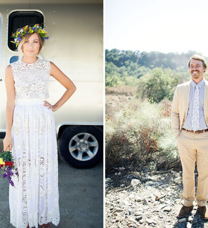 white dress, green wedding shoes and bohemian