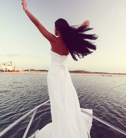 sea, dress and hand