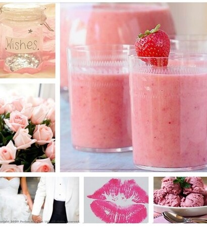 Collage, pink lipstick and rose