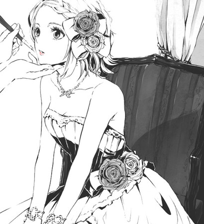 weddingdress, roses and necklace