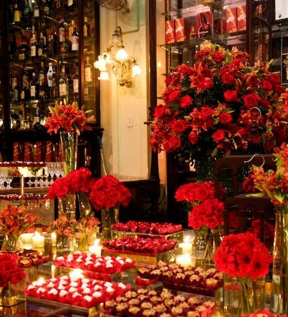 cake, flower and table