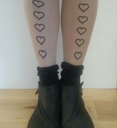 quirky tights, heart tights and heart print