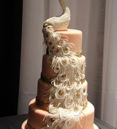 peacock cake, wedding cakes and cake