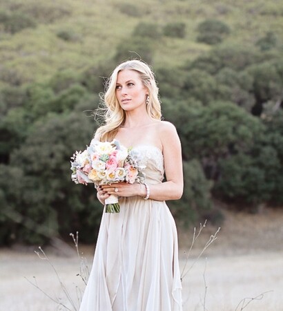 groom, flower and gown