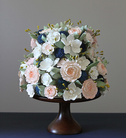 wedding cake, flowers and icing