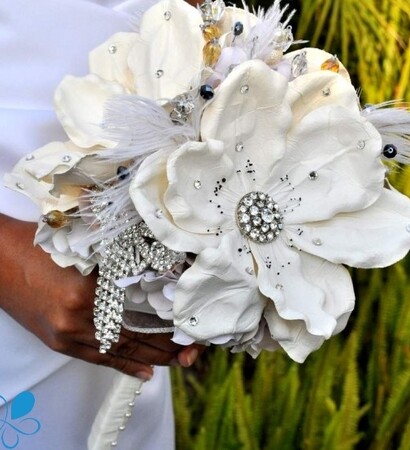 wedding bouquet, magnolia and brooch bouquet